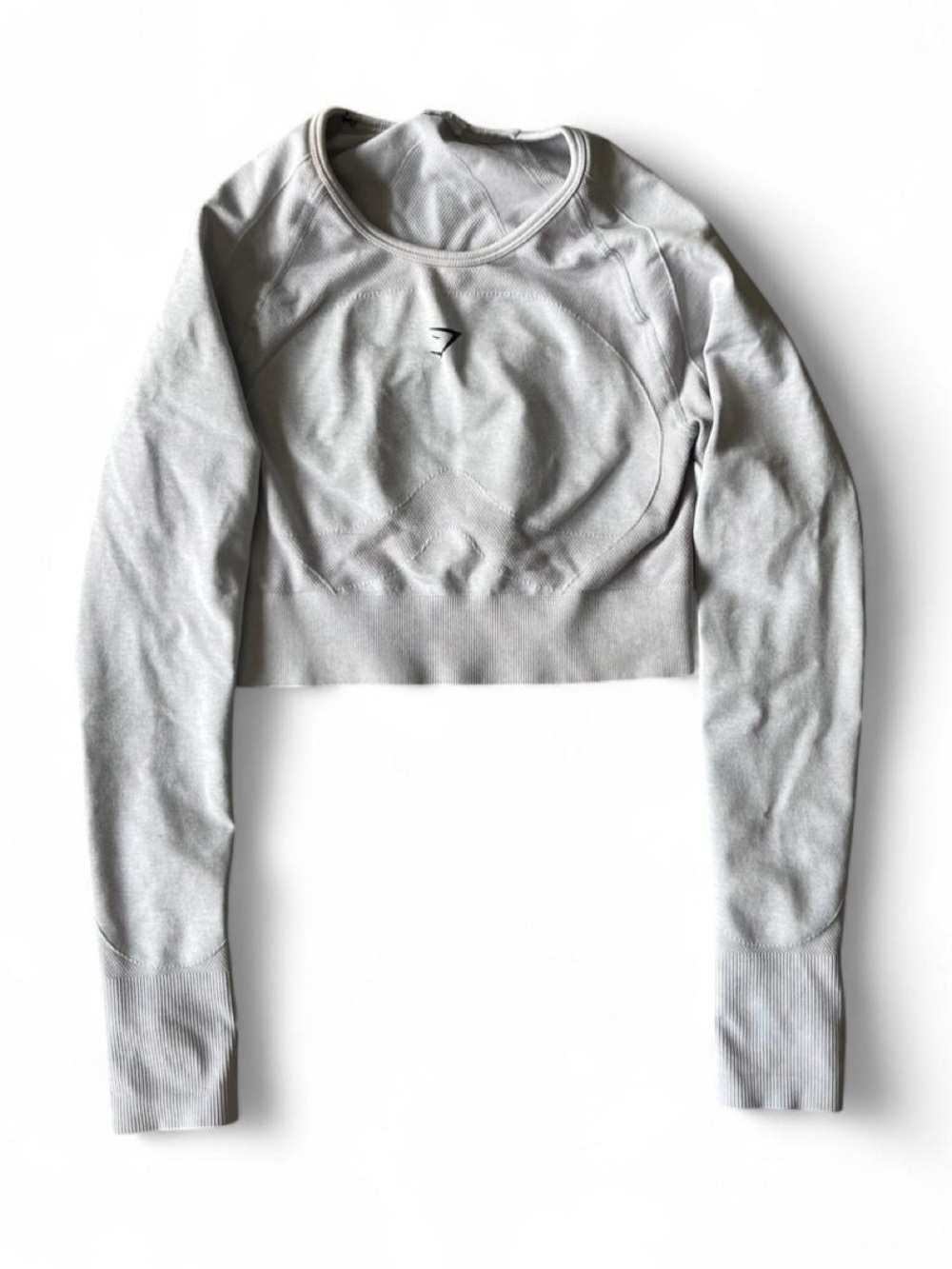 Gymshark Light Gray Cropped Long Sleeve Seamless Top